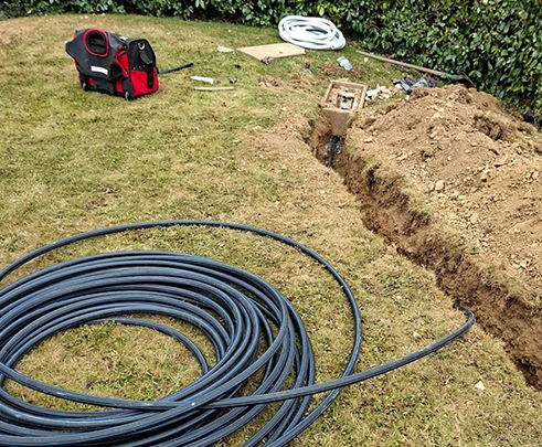 Pose d'un cable d'évacuation